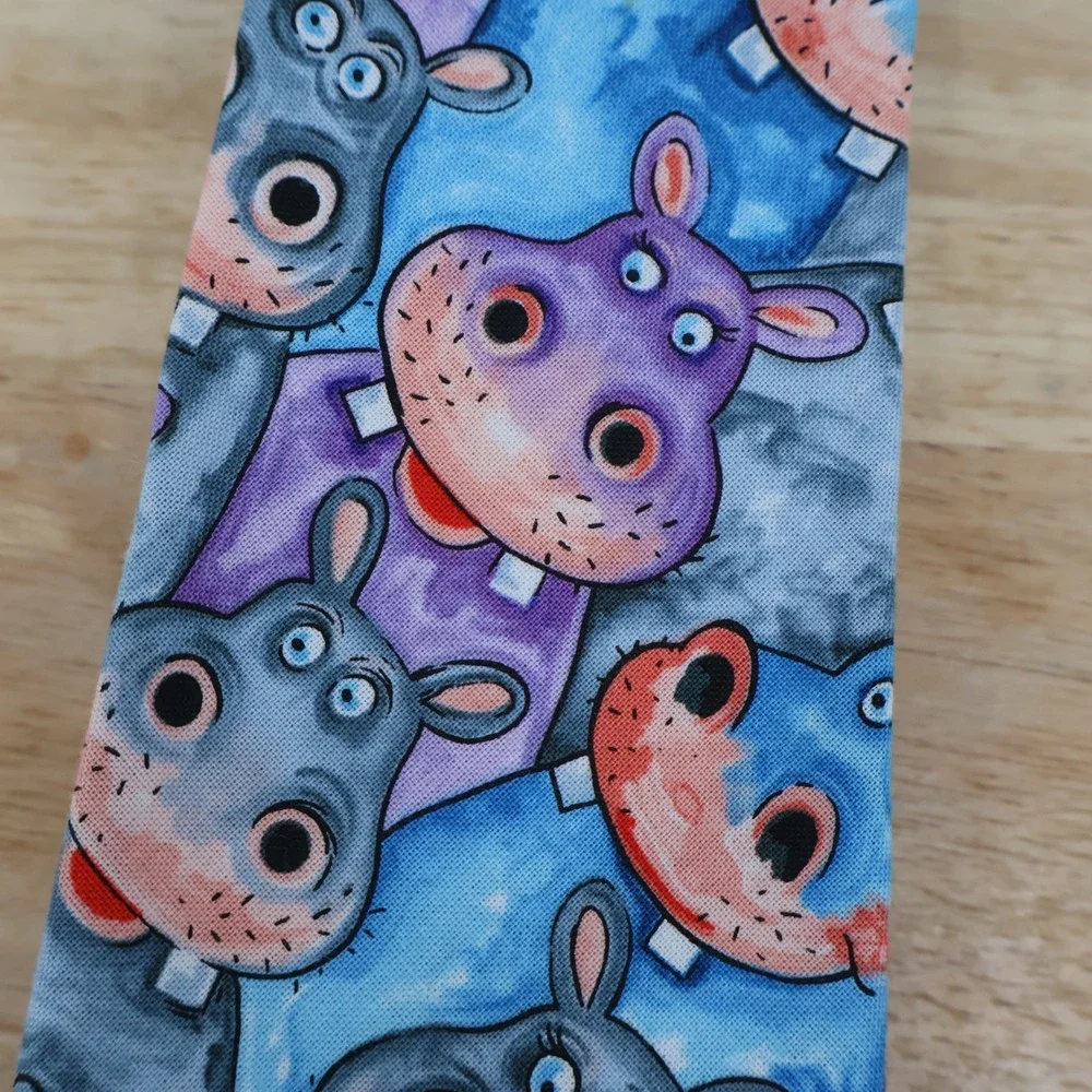 Jerry Becker Hippo Novelty Necktie Mens Blue Purple Artsy Office Teacher Novelty
